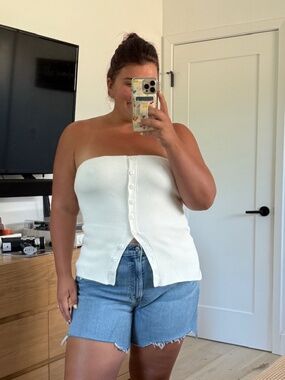 Abercrombie & Fitch Button-Up Strapless Top L